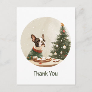 Tack Jul Boston Terrier Hund Vykort