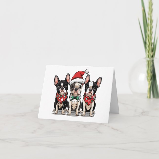 Tack jul Boston Terrier Hundar Kort (Framsida)