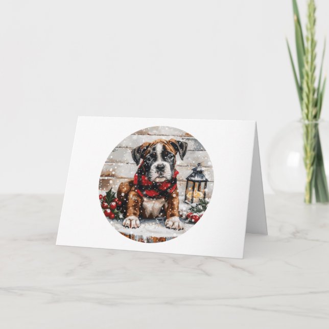 Tack jul Boxer Puppy Kort (Framsida)