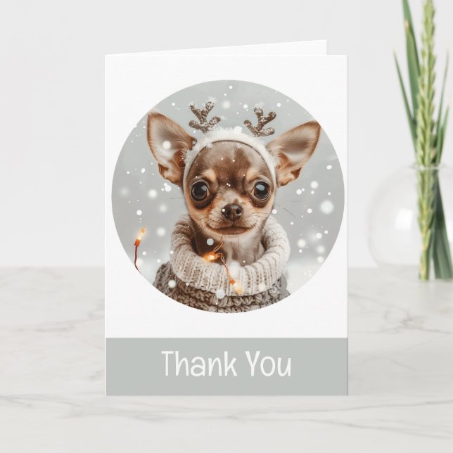 Tack jul Chihuahua Reindeer Hund Kort (Framsida)