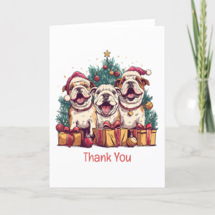 Tack jul Engelska Bulldog Santa Hats Kort