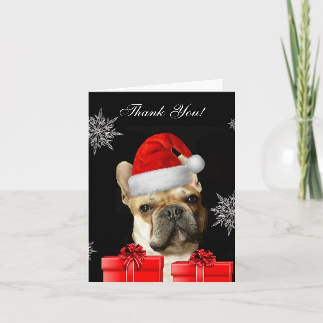 Tack Jul Fransk Bulldog notecard (Framsida)