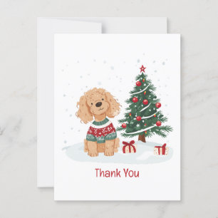 Tack Jul Goldendoodle Hund Vykort