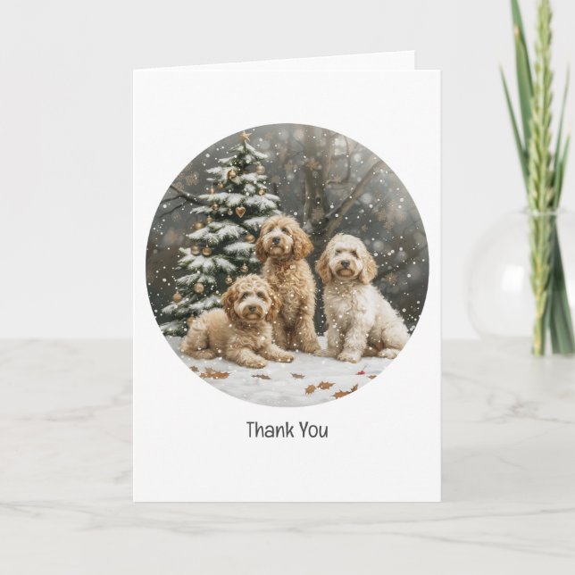 Tack Jul Goldendoodle Valpar Hundar Kort (Framsida)