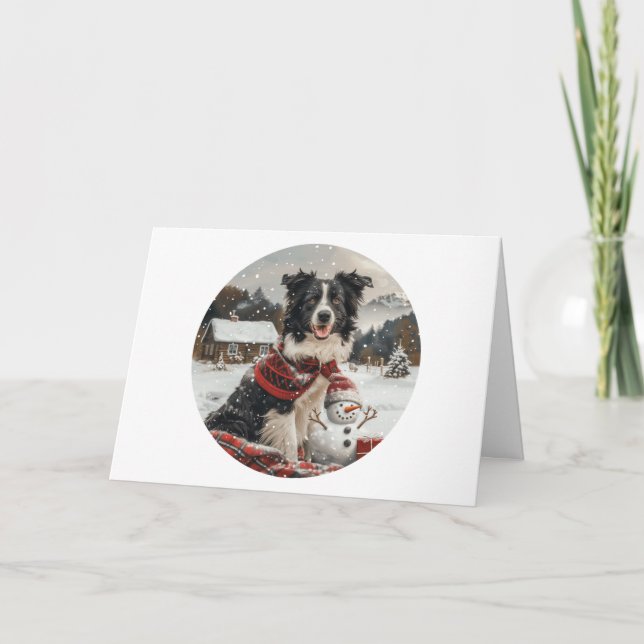 Tack jul Gräns Collie Hund Snögubbe (Framsida)