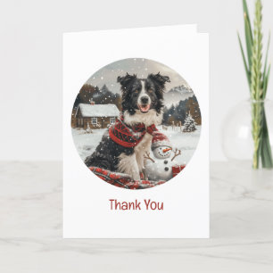 Tack jul Gräns Collie Hund Snögubbe Kort