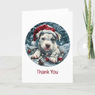 Tack jul Pit Bull Santa Puppy Kort