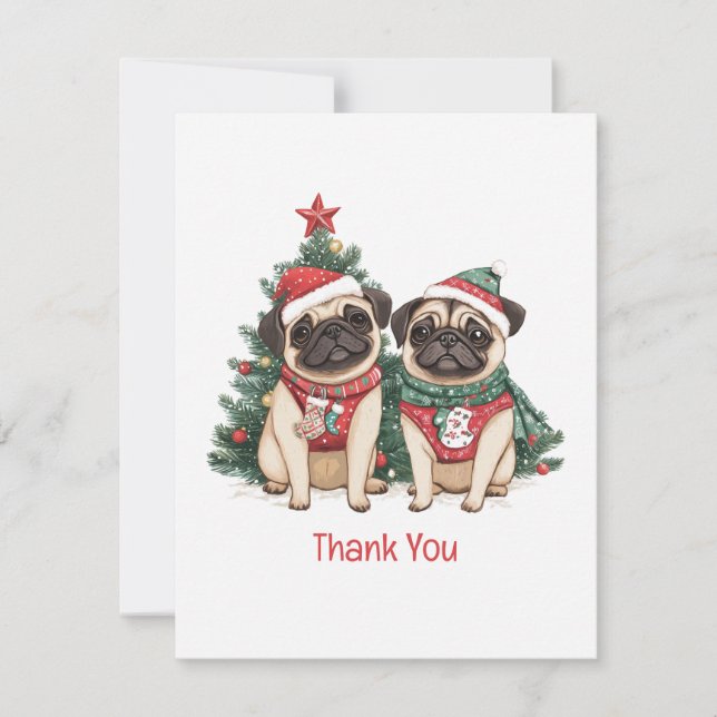 Tack Jul-Pug-Hundar Kort (Framsida)