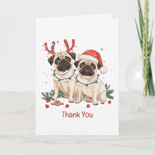 Tack Jul-Pug-Hundar Kort (Framsida)
