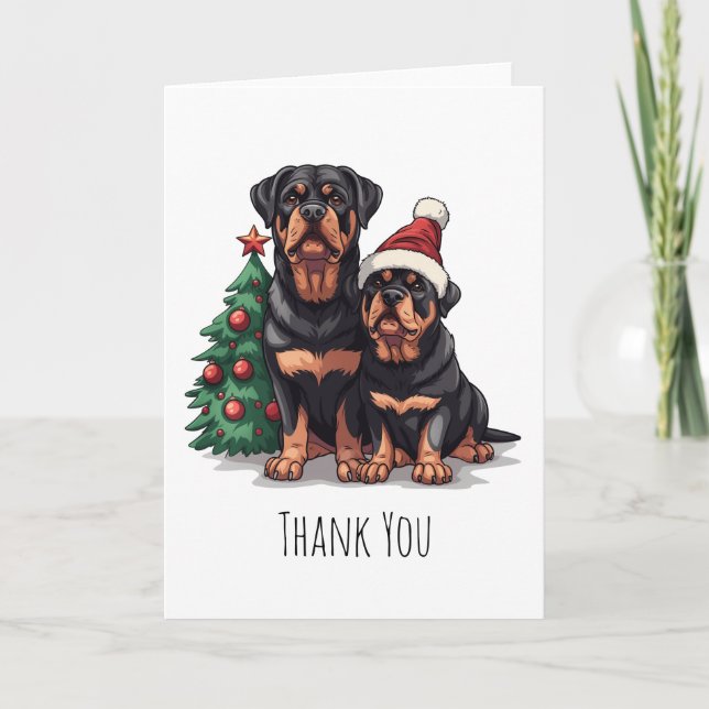 Tack jul Rottweiler Hund Julgran Kort (Framsida)