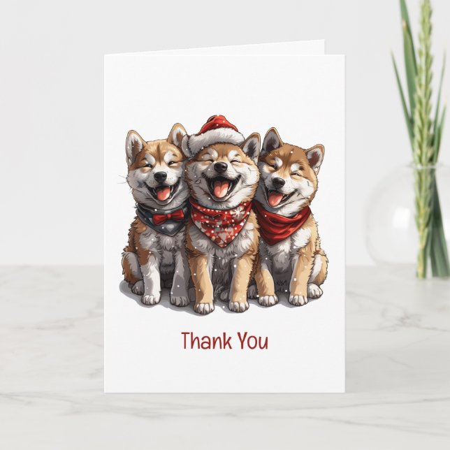 Tack jul Shiba Inu Santa Hundar Kort (Framsida)