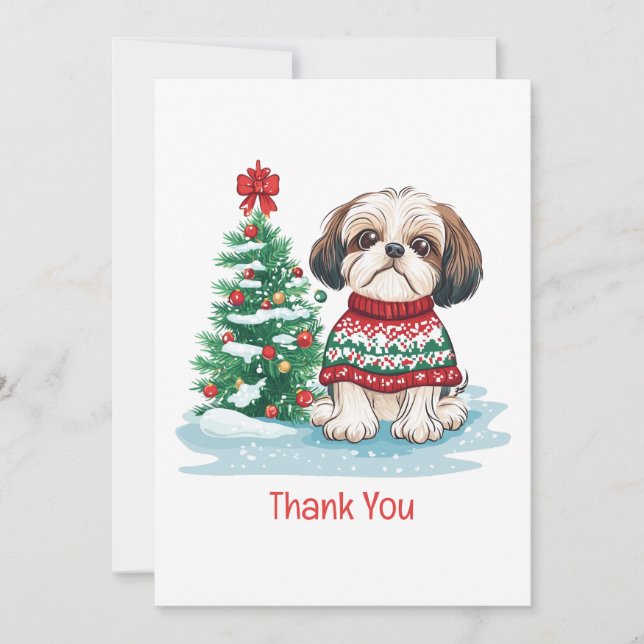 Tack Jul Shih Tzu Hund Kort (Framsida)