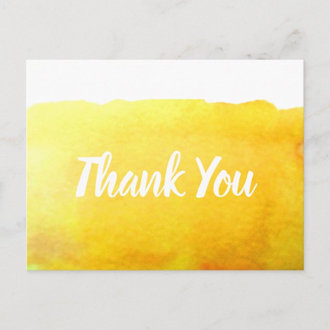 Tack kanariegul akvarell konst citat vykort (Framsida)