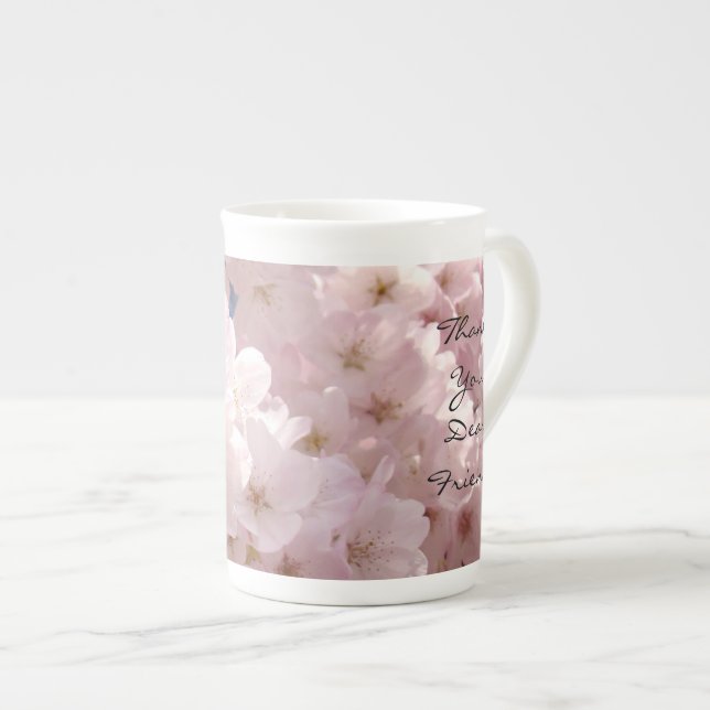Tack Kära Vän! Kina Mugg Vårblommor Benporslin Mugg (Framsida höger)