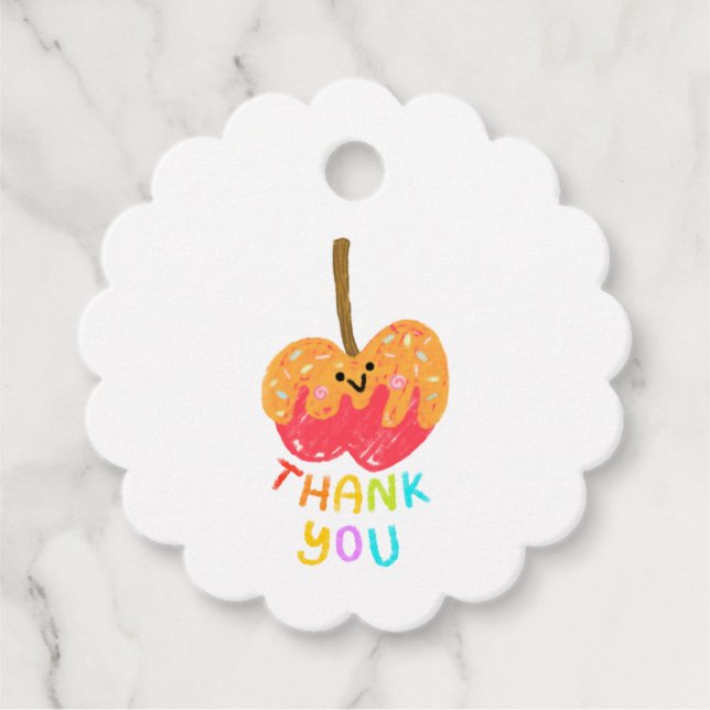 Tack Karamell Godisäpple Sött presentkort Gåvor Etiketter (Framsida)