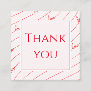 Tack Kärlek Calligraphy Valentines day Romantic Fyrkantigt Visitkort