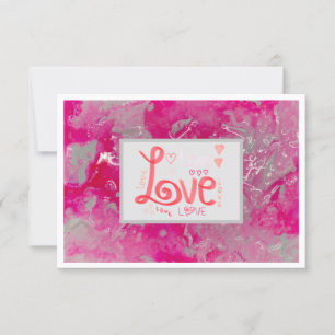 Tack Kärlek Notecard 3,5 tum x 5 tum - Rosa Kort