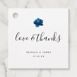 Tack, kärlek och tack, Blue Peony bröllop Gåvor Etiketter