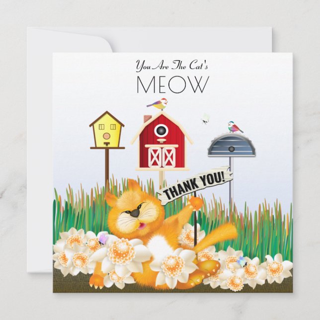 Tack Katt och fåglar i Garden Kort (Framsida)