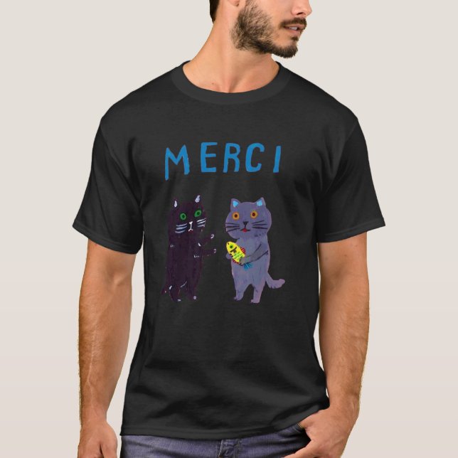 Tack katt Roligt T Shirt (Framsida)