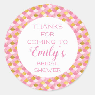 Tack-klistermärken för Rosa Havsfruparty Runt Klistermärke