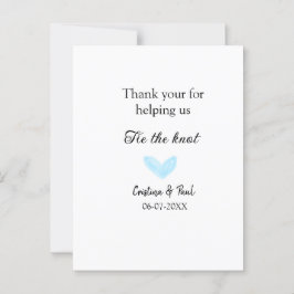 tack knuta knopen blå hjärta bröllop rustik vykort