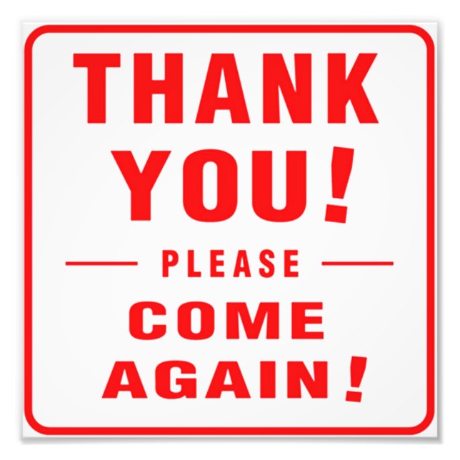 Tack Kom igen Fototryck (Framsidan)