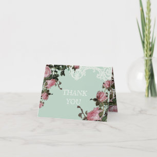 Tack-kort Bröllop, Trellis Rose Vintage Tack Kort