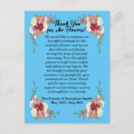 Tack-kort för att skicka blommor efter dödsfall vykort