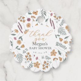 Tack-kort för baby shower med vilda blommor - Oran Gåvor Etiketter
