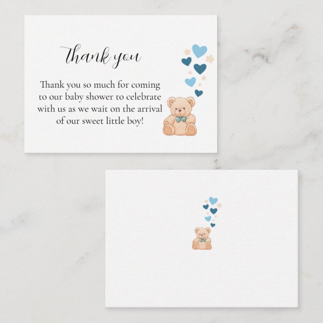 Tack Kort för Baby Shower – Söt Liten Pojke (Fram/baksida)