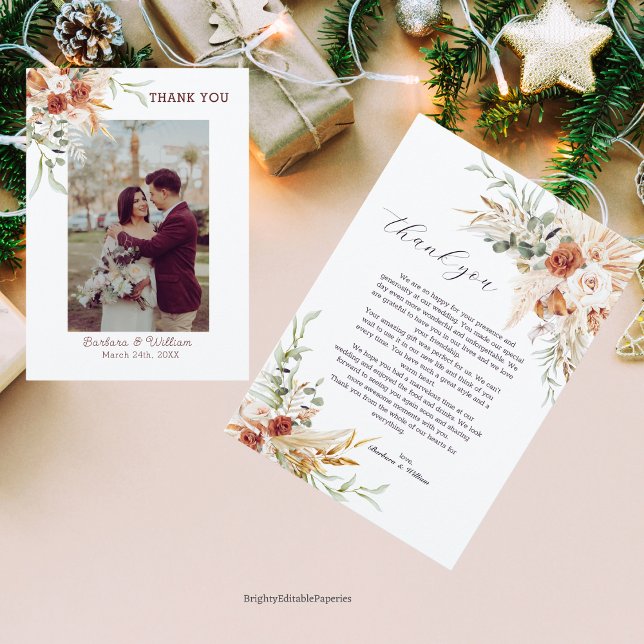 Tack-kort för bohemisk bröllopsfest. tack kort (Skapare uppladdad)