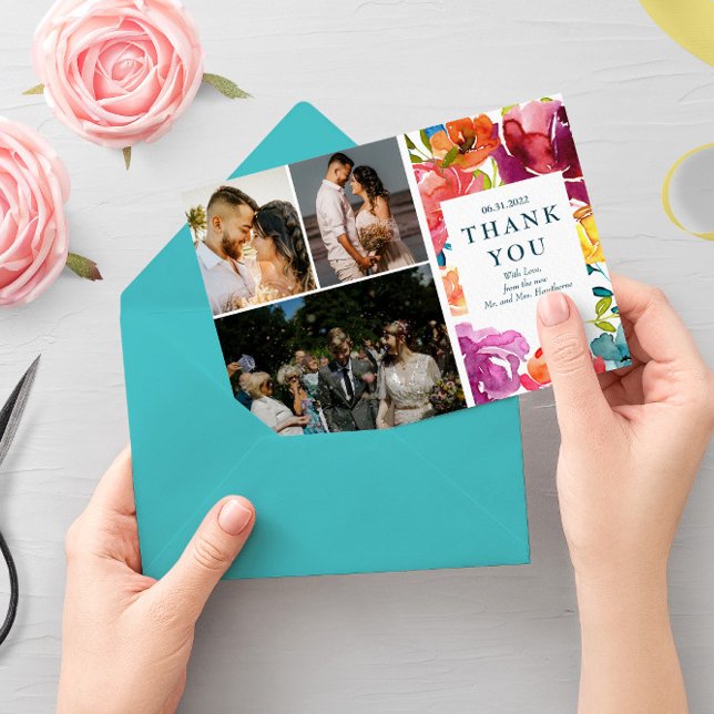 "Tack"-kort för Bright Summer elegant bröllop Spara Datumet (Skapare uppladdad)