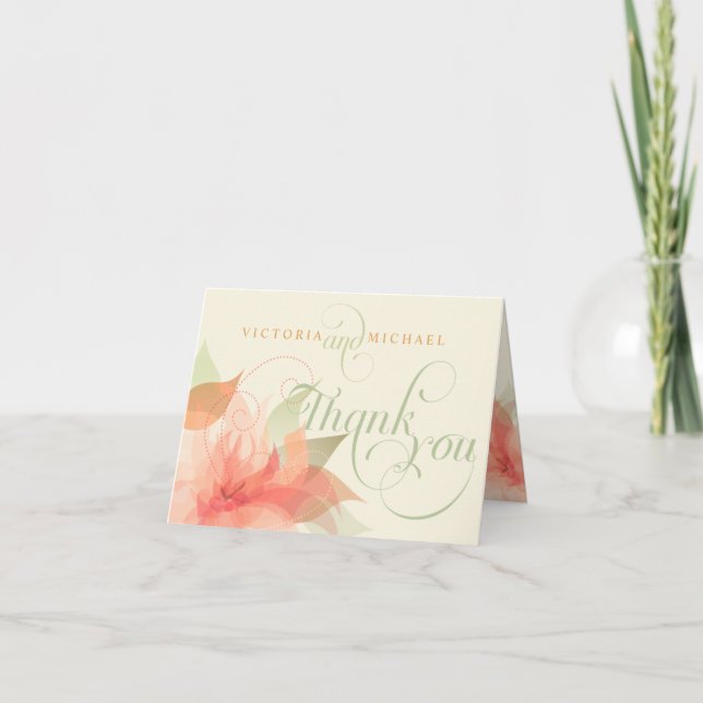 Tack Kort för Bröllop Abstrakt Blommor-2 (Framsida)