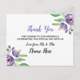 Tack Kort För Bröllop Lila Blomma Blommig