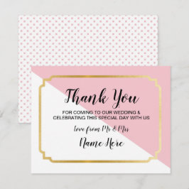 Tack Kort för Bröllop Rosa Guld Eleganta Prickar