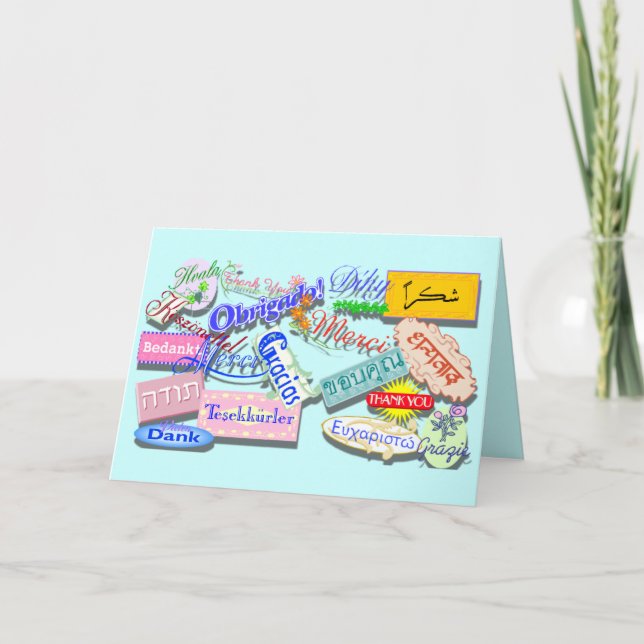 Tack-kort för flera språk tack kort (Framsida)