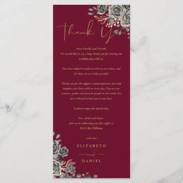 Tack-kort för Gotham Ro Blommigt Bröllop Meny