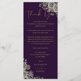 Tack-kort för Gotham Ro Blommigt Bröllop Meny