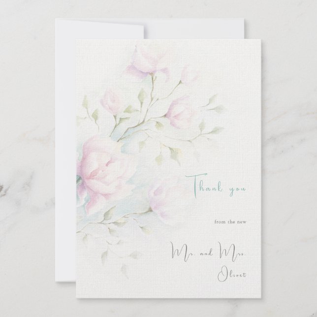 Tack-kort för rosa Magnolia Bröllop Inbjudningar (Framsida)