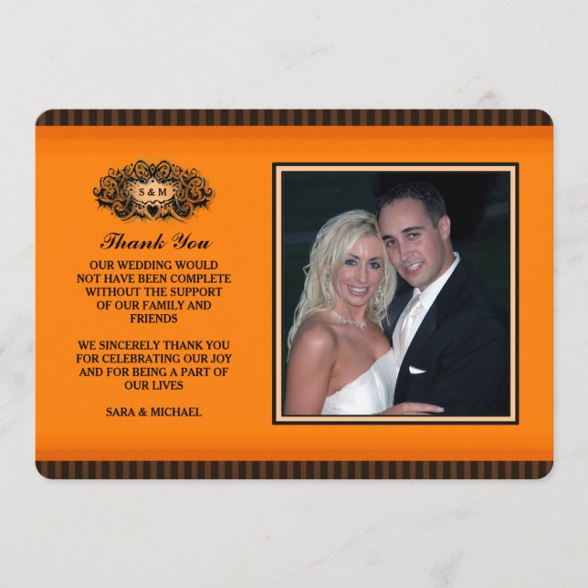 Tack Kort Foto - Orange & Svart (Framsida)