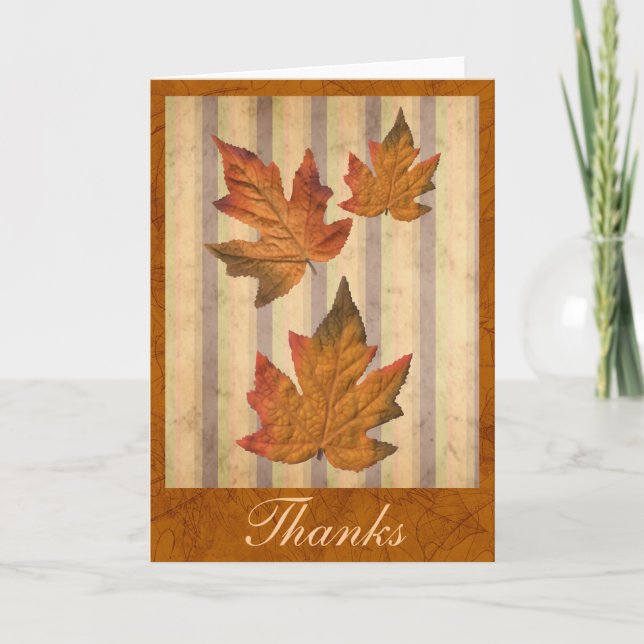 "Tack"-kort med höst löv Tack Kort (Framsida)