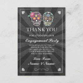 Tack Kort med Kritskriftsstil och Socker Skalle