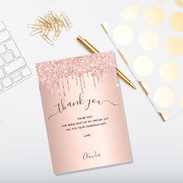 Tack-kort med rosa förgylld glans tack kort
