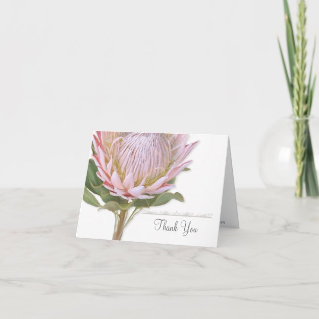 Tack-kort Modern Blomma Rosa Protea Blomma Tack Kort (Framsida)