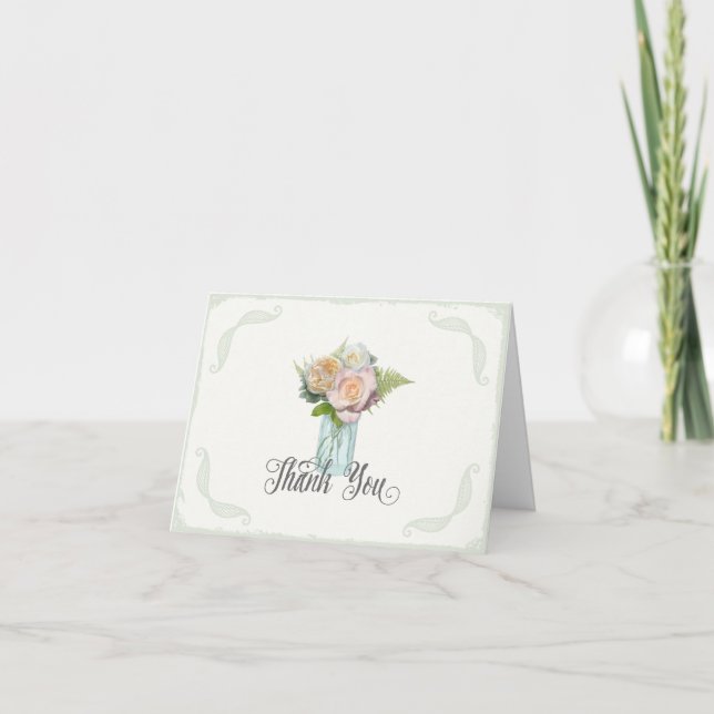 Tack-kort Murad Glasburk Rustikalt Blommigt Rosor Tack Kort (Framsida)