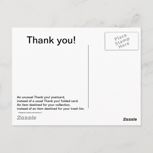 Tack! Kort/ovanligt vykort (Baksida)