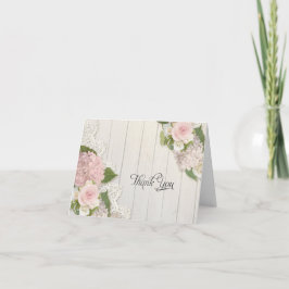 Tack-kort Rosa Hydrangea Blommig Spets Trä Tack Kort