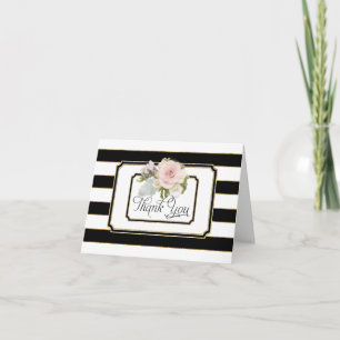 Tack-kort Rose Floral Art Deco Randig Tack Kort