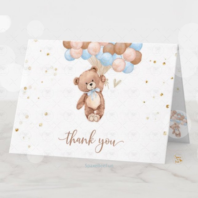 Tack-kort till babyfirande för Teddybjörn-barnkamm Inbjudan (Teddy bear baby shower thank you card, baby shower enclosure card, teddy bear-themed baby shower, th)